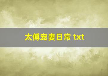 太傅宠妻日常 txt